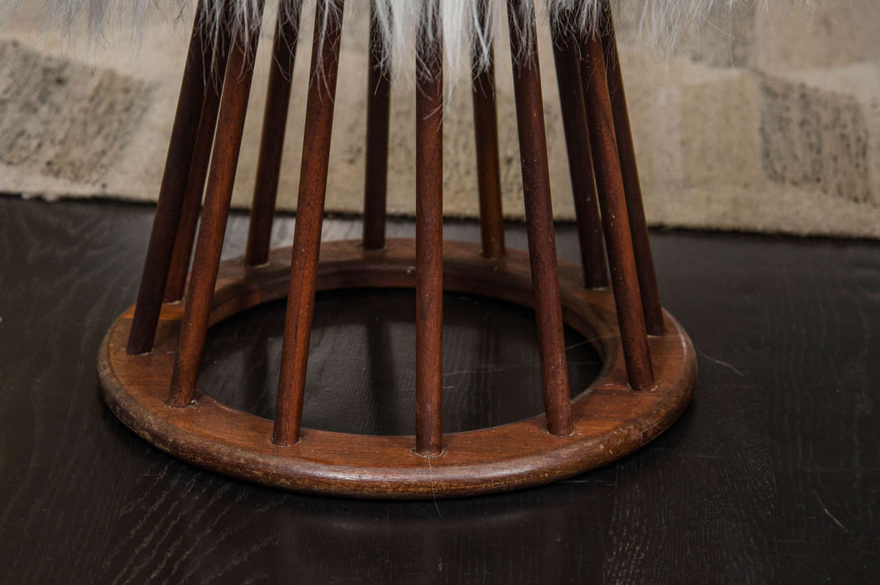 Arthur Umanoff Mahogany and Mongolian Lamb Stools In Excellent Condition For Sale In Newburgh, NY
