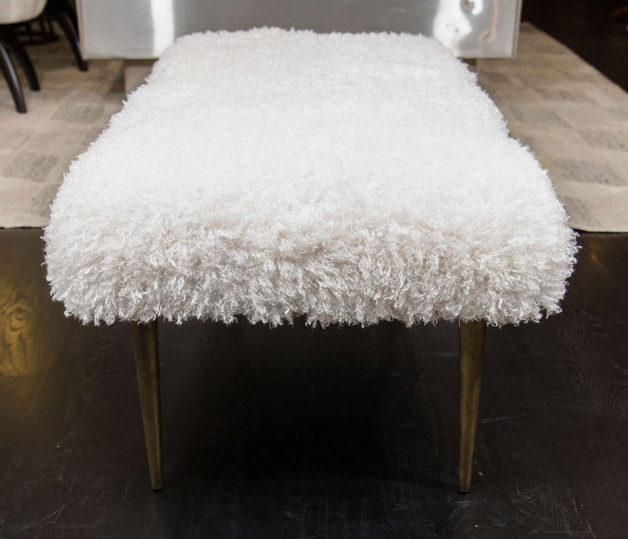 20th Century French Faux Fur Bench For Sale