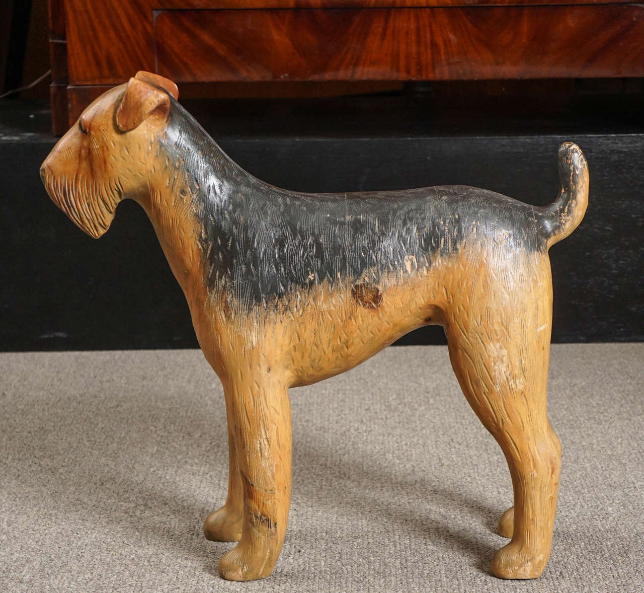 British Carved Wood Airedale