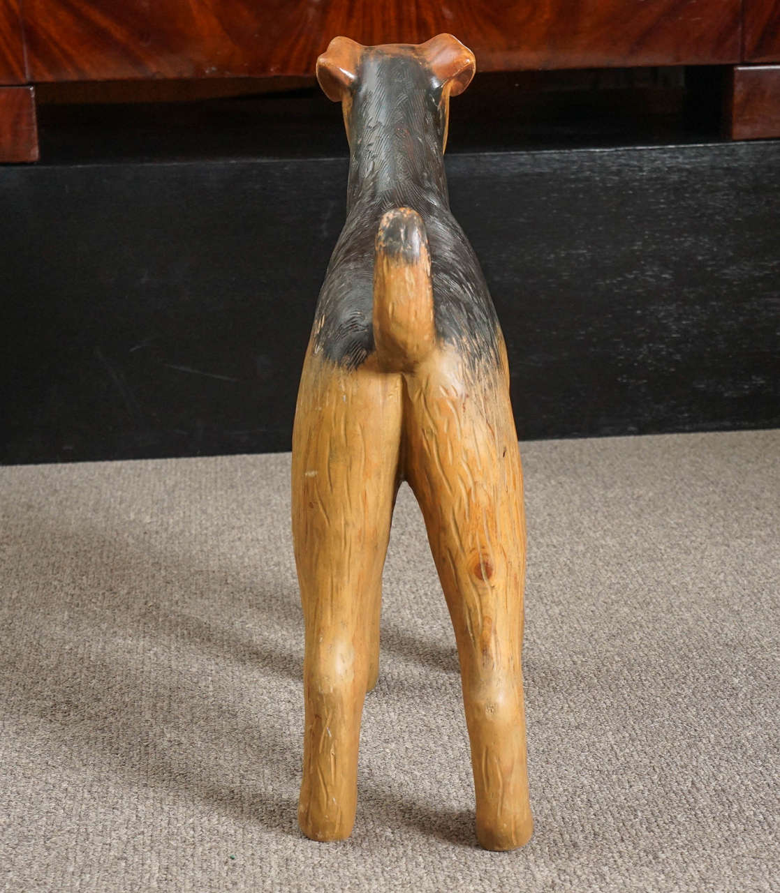 Carved Wood Airedale In Good Condition In Hudson, NY