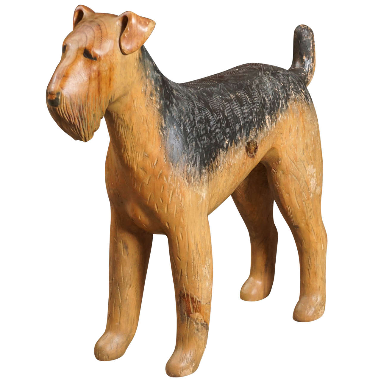 Carved Wood Airedale
