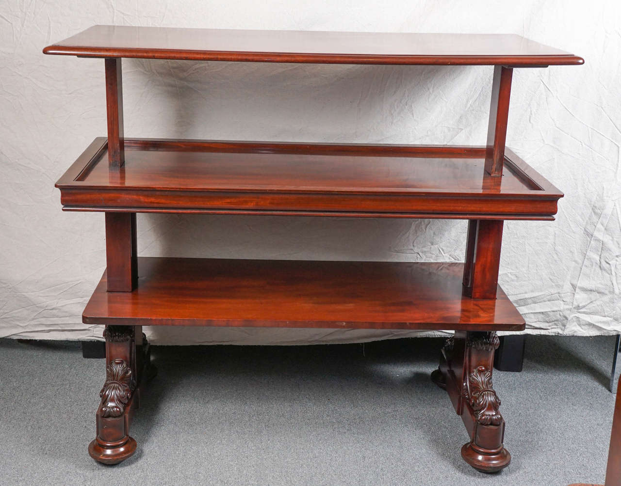 English metamorphic console table with carved mahogany base.