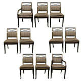 Set of Eight Regency Style Dining Chairs by Drexel Heritage.