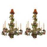 A Fanciful Pair of French Tole Chandeliers