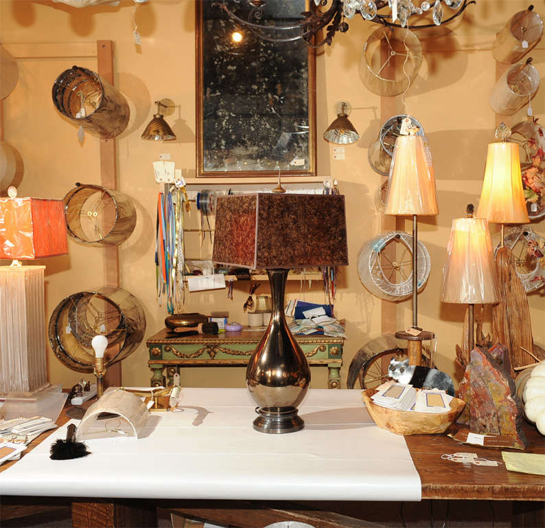 Pair of Chocolate Brown Sparkly Glass Lamps