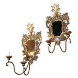 A Spirited Pair of Rococo Style Bois Dore Appliques