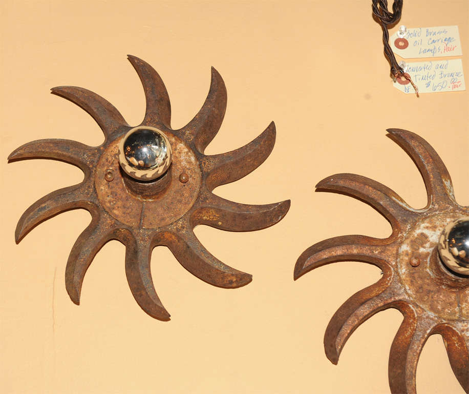 American Pair of Sunburst Sconces
