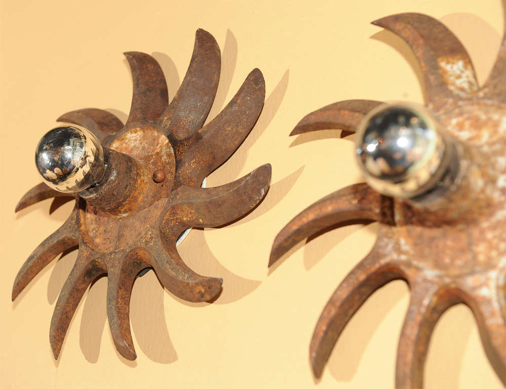 20th Century Pair of Sunburst Sconces