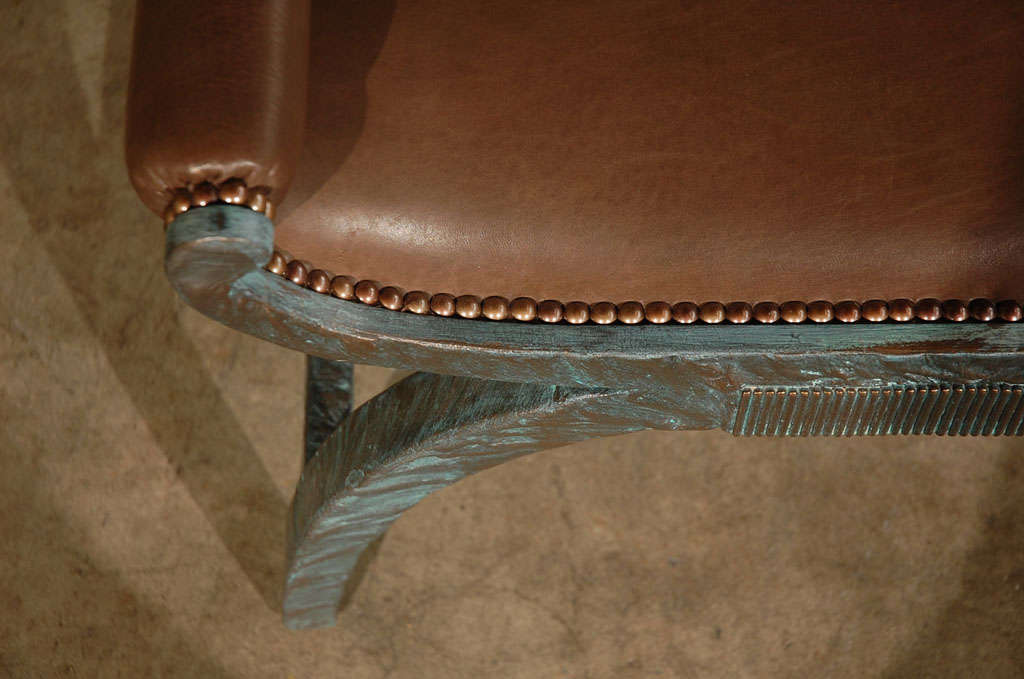 American Paul Marra Neoclassical Bench in Faux Bronze For Sale