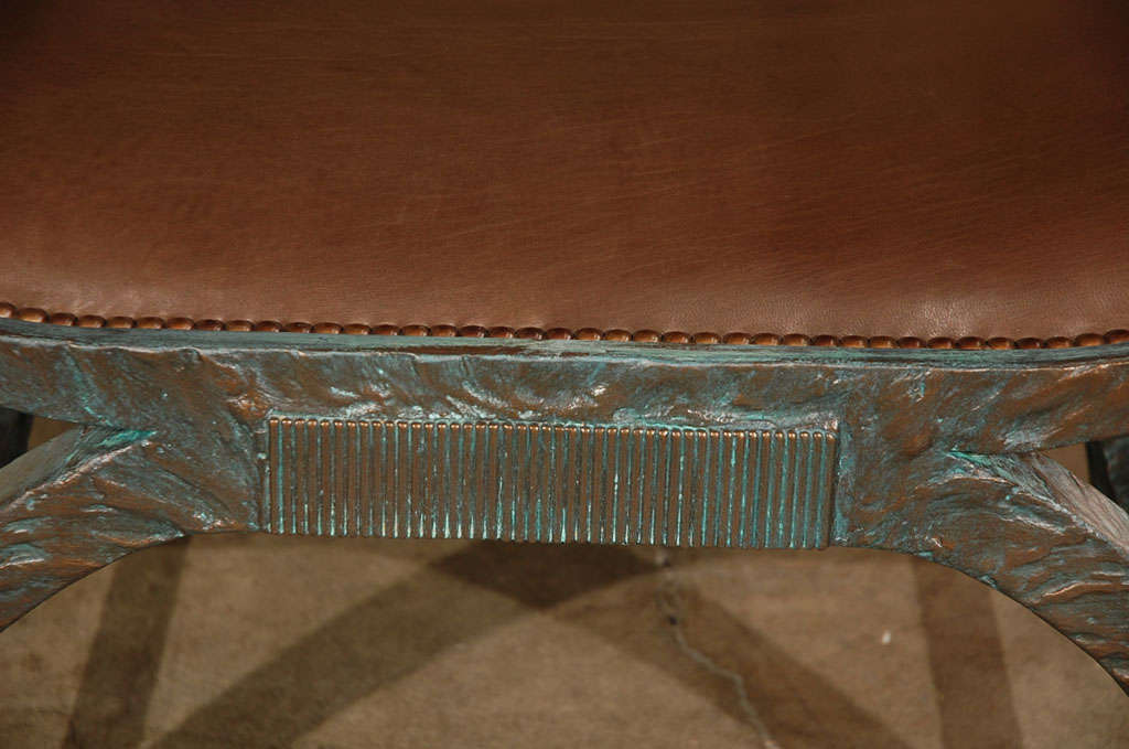 Paul Marra Neoclassical Bench in Faux Bronze In Excellent Condition For Sale In Los Angeles, CA