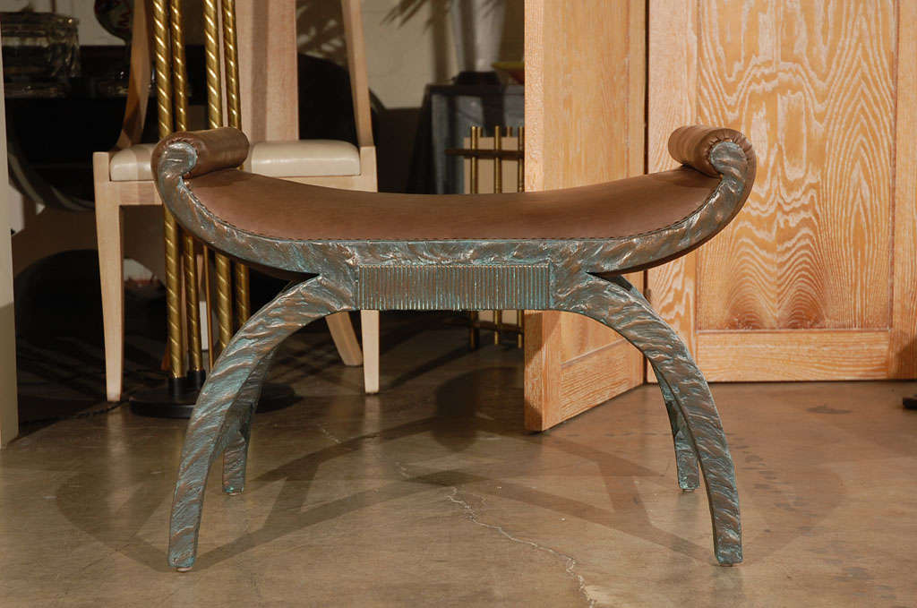 Paul Marra Neoclassical Bench in Faux Bronze For Sale 1