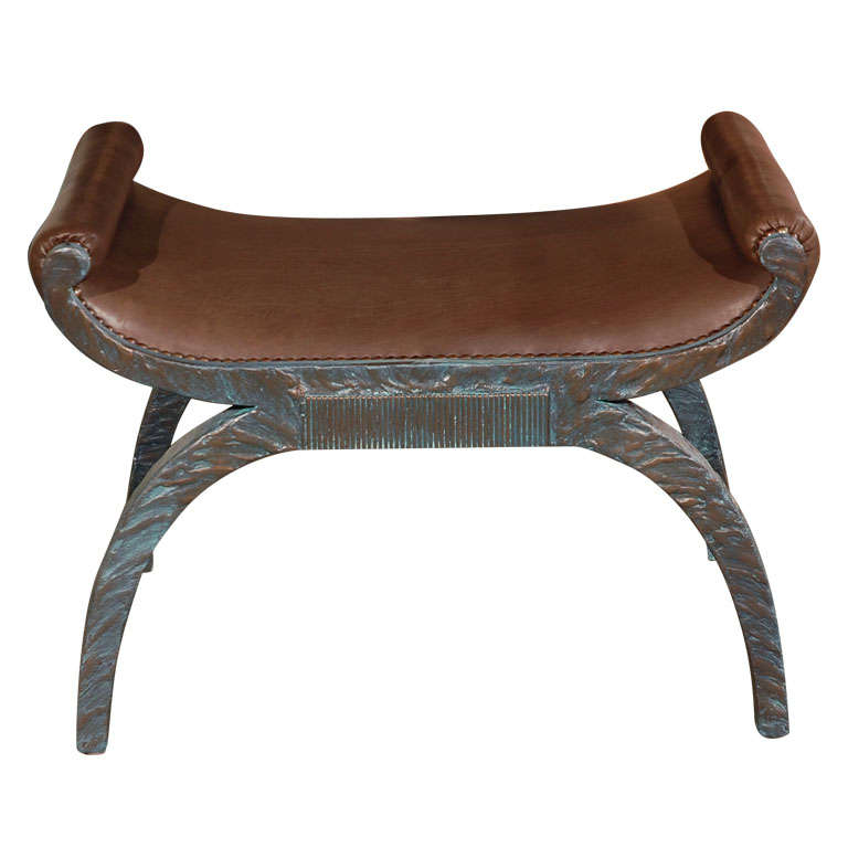 Paul Marra Neoclassical Bench in Faux Bronze For Sale
