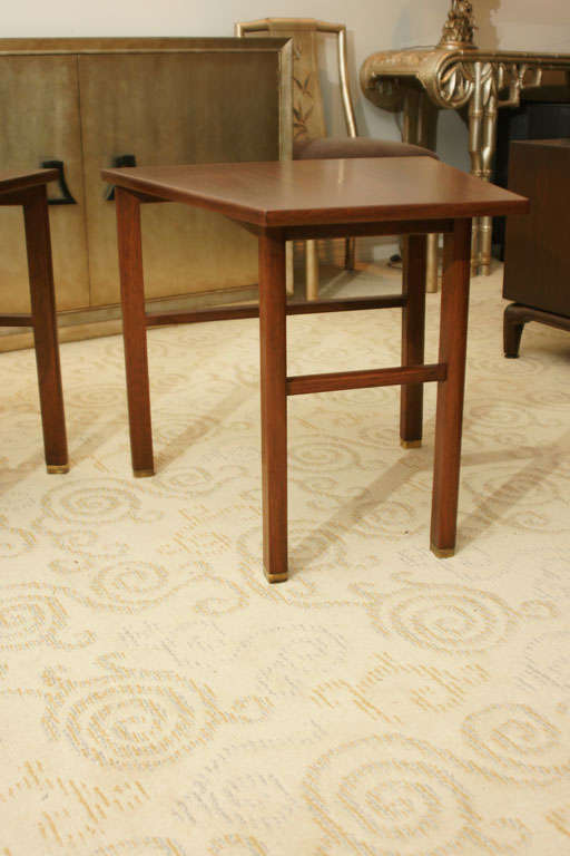 American PAIR OF TRAPEZOID SIDE TABLES BY DUNBAR