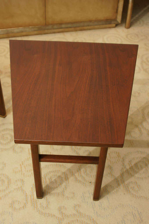 PAIR OF TRAPEZOID SIDE TABLES BY DUNBAR 1