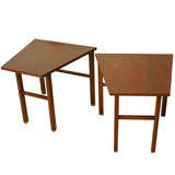 PAIR OF TRAPEZOID SIDE TABLES BY DUNBAR