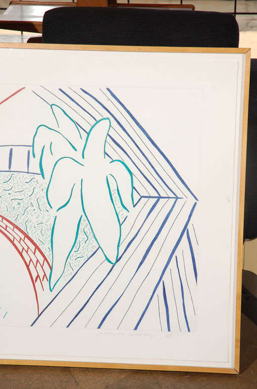 American David Hockney litho signed, #, Dated, My pool & terrace
