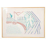 David Hockney litho signed,#,Dated, My pool & terrace