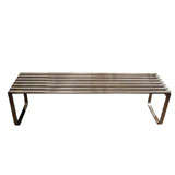 In the style of Milo Baughman chrome table /bench.