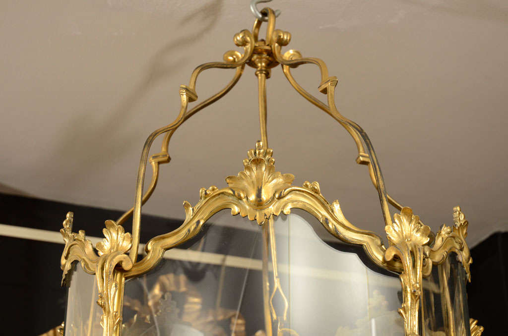 French Rococo Gilt Bronze Hall Lantern