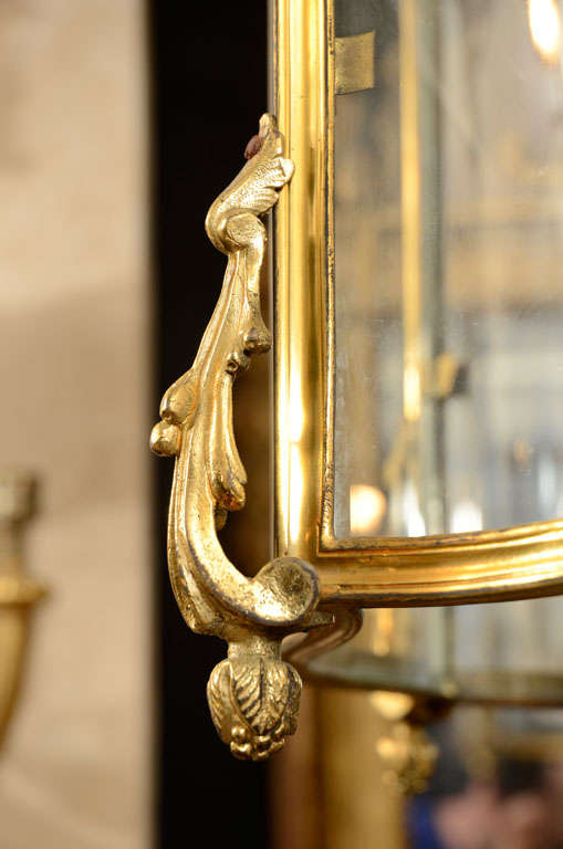 20th Century Rococo Gilt Bronze Hall Lantern
