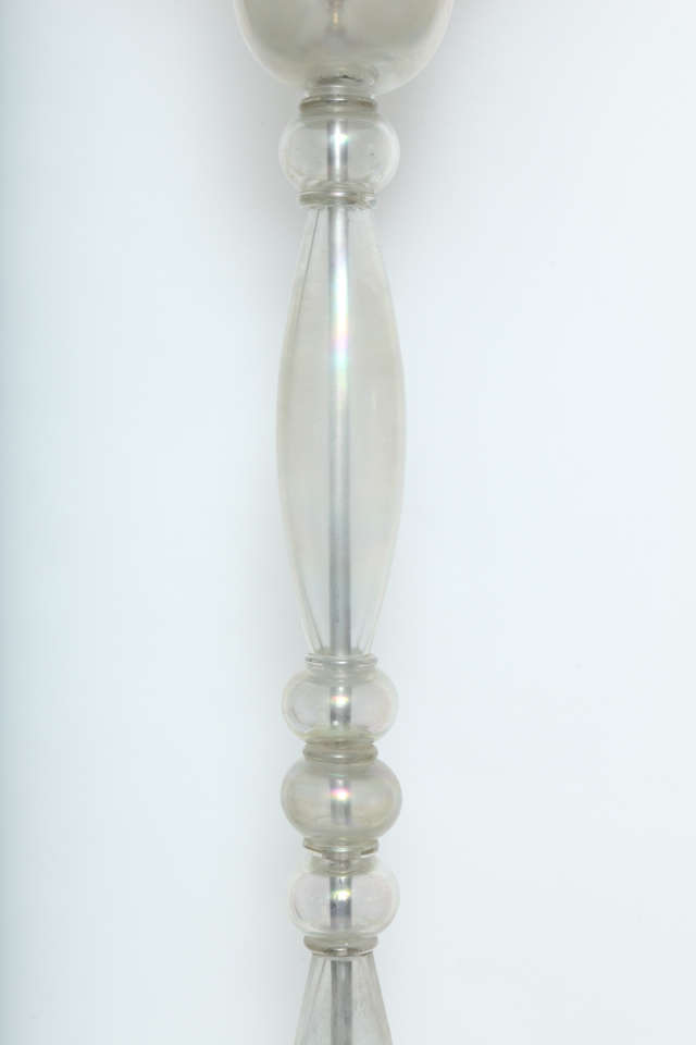 Pair of Murano Iridescent Glass torchère 'Floor Lamps' In Excellent Condition For Sale In New York, NY