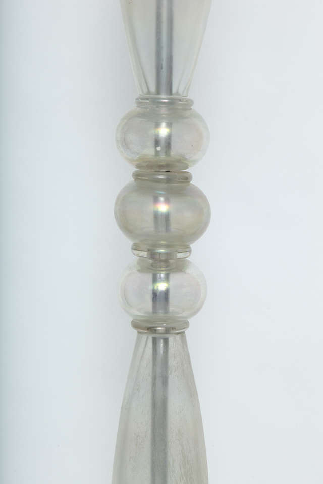Paire de lampadaires torchères en verre irisé de Murano en vente 1