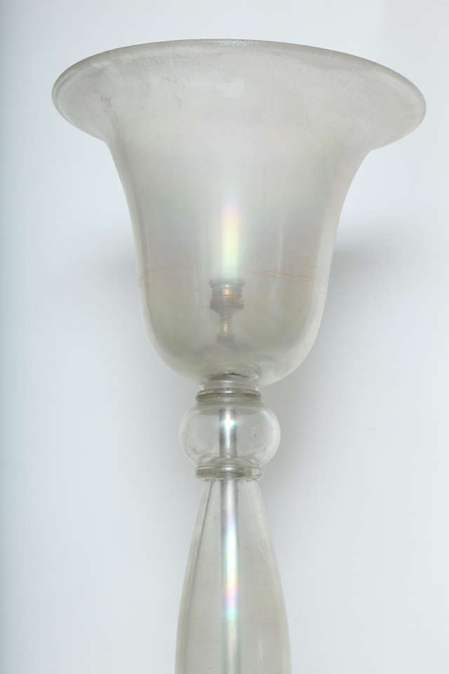 Paire de lampadaires torchères en verre irisé de Murano en vente 2
