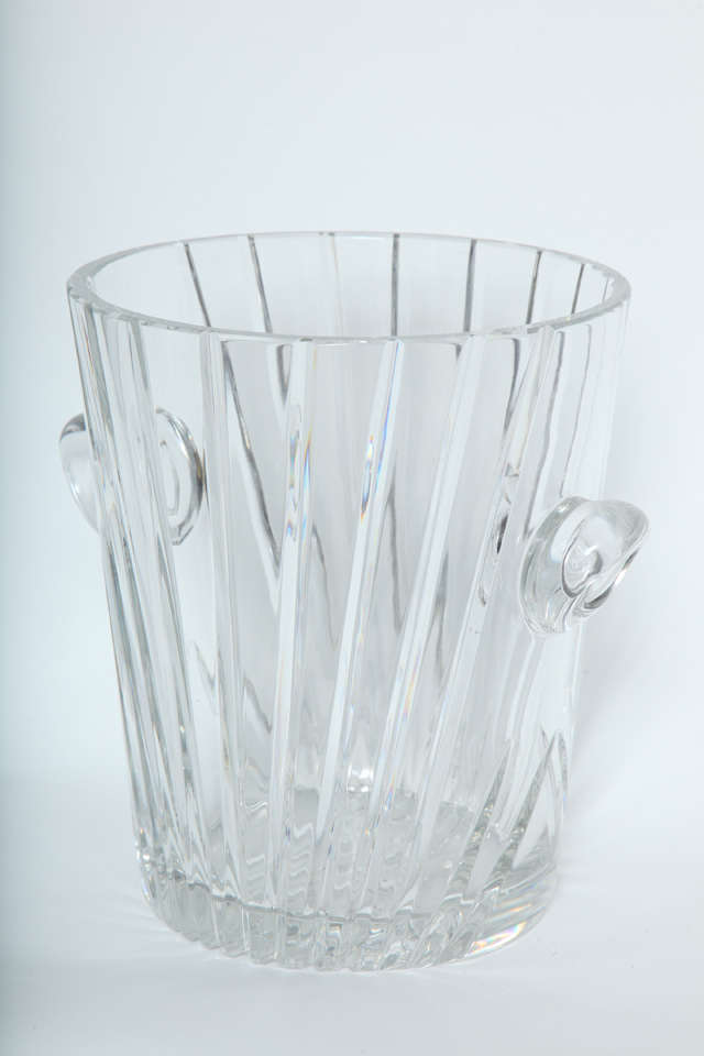 French cut crystal two handle ice bucket