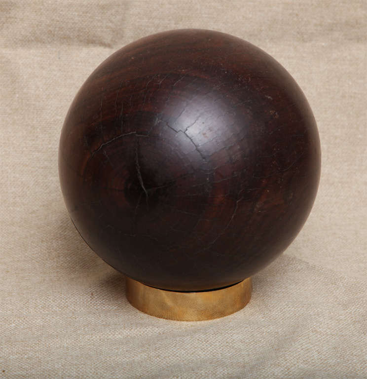 Old English bowling ball in lignum vitae, with wonderful age patina.