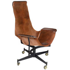 Leather Lounge Iron Frame Chair by Max Gottschalk