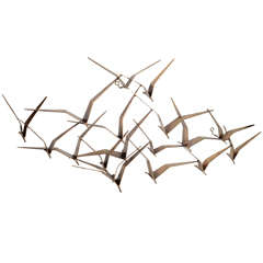 Vintage Curtis Jere Flock of Birds Bronze Wall Sculpture