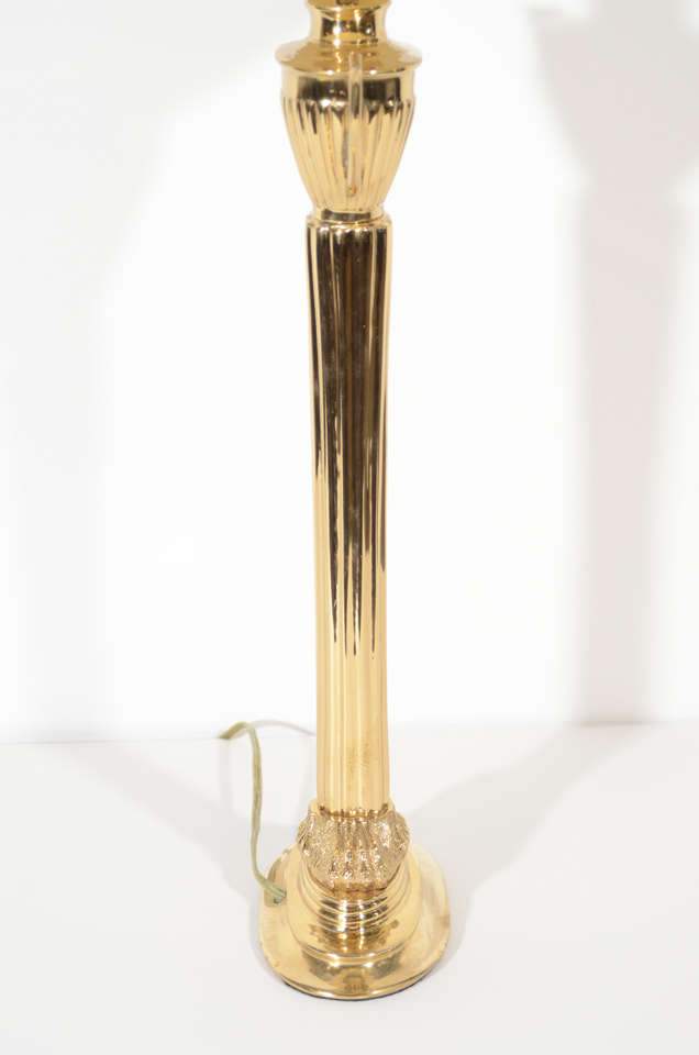 Pair of Elegant Hollywood Regency Brass Lamps with Urn Design 2