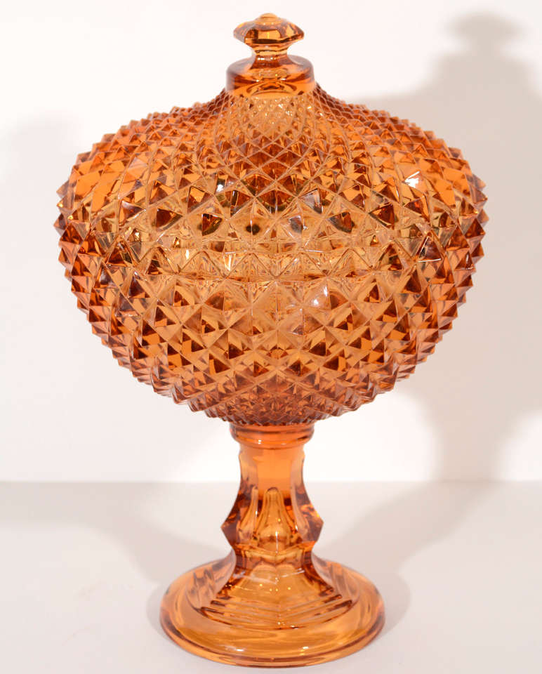 amber glass compote