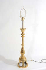 Elegant brass lamp reminiscent of James Mont. Subtle Asian  influence and great form make a strong and sensual statement. 