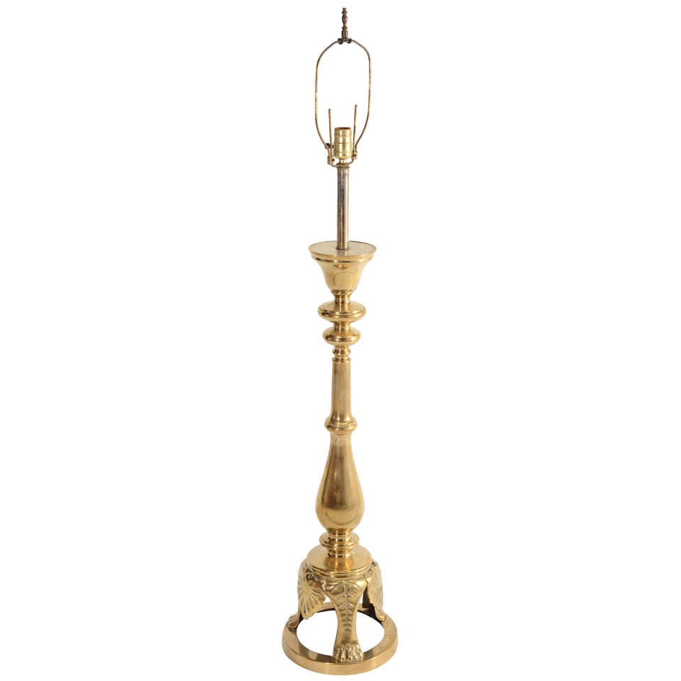 Tall Brass Lamp in the Style of Mont