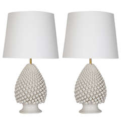 Pair Of Majolica Table Lamps