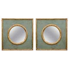 Pair of Painted and Parcel Gilt Mirrors