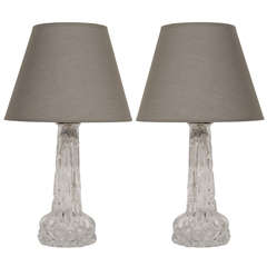 A Pair of Orrefors Crystal Lamps