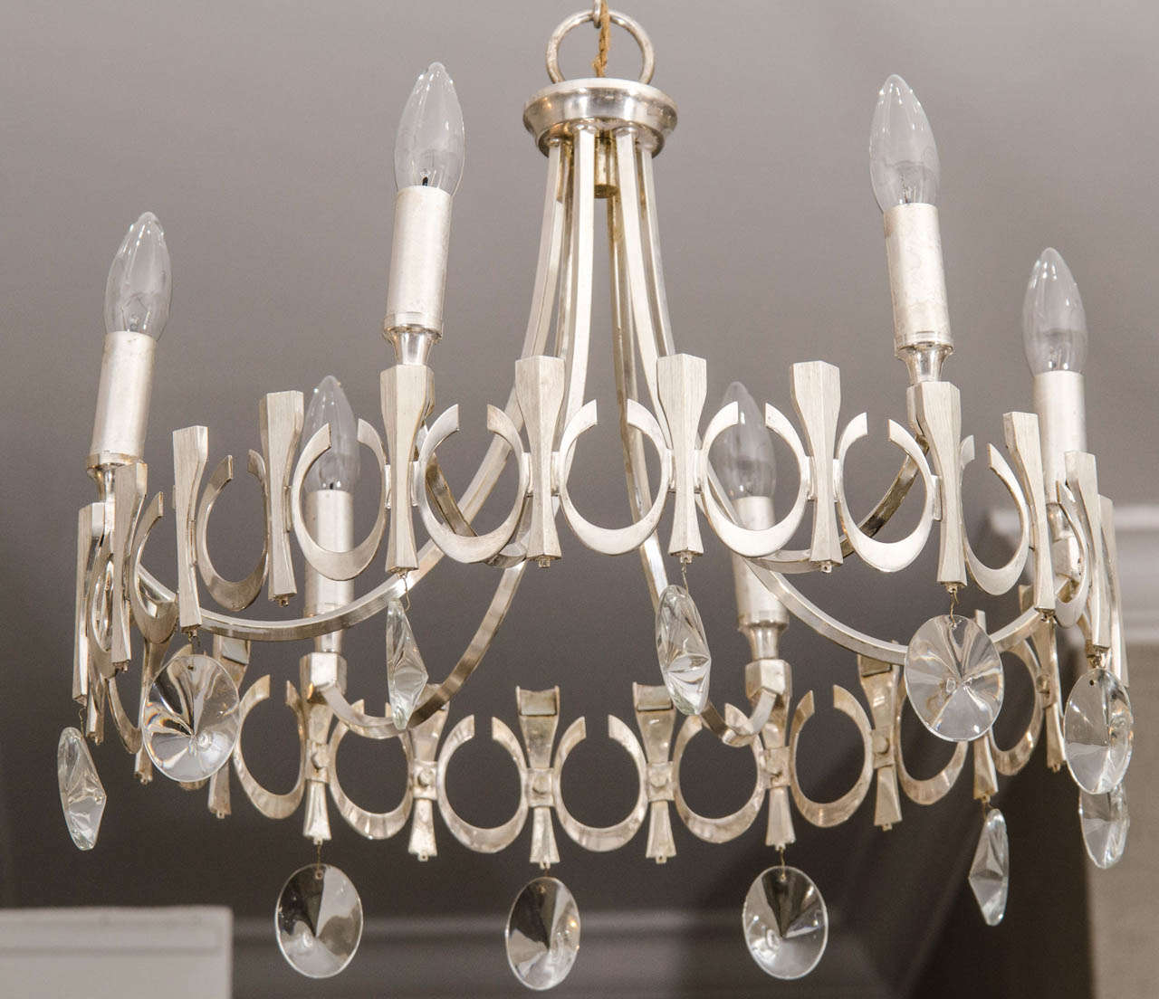 Italian Polished Chrome Chandelier In Good Condition In New York, NY
