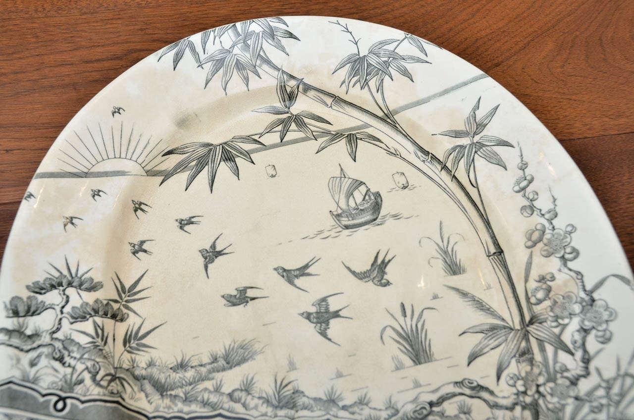 19th Century 2 Large Aesthetic Movement --Melbourne Pattern Meat Platters For Sale