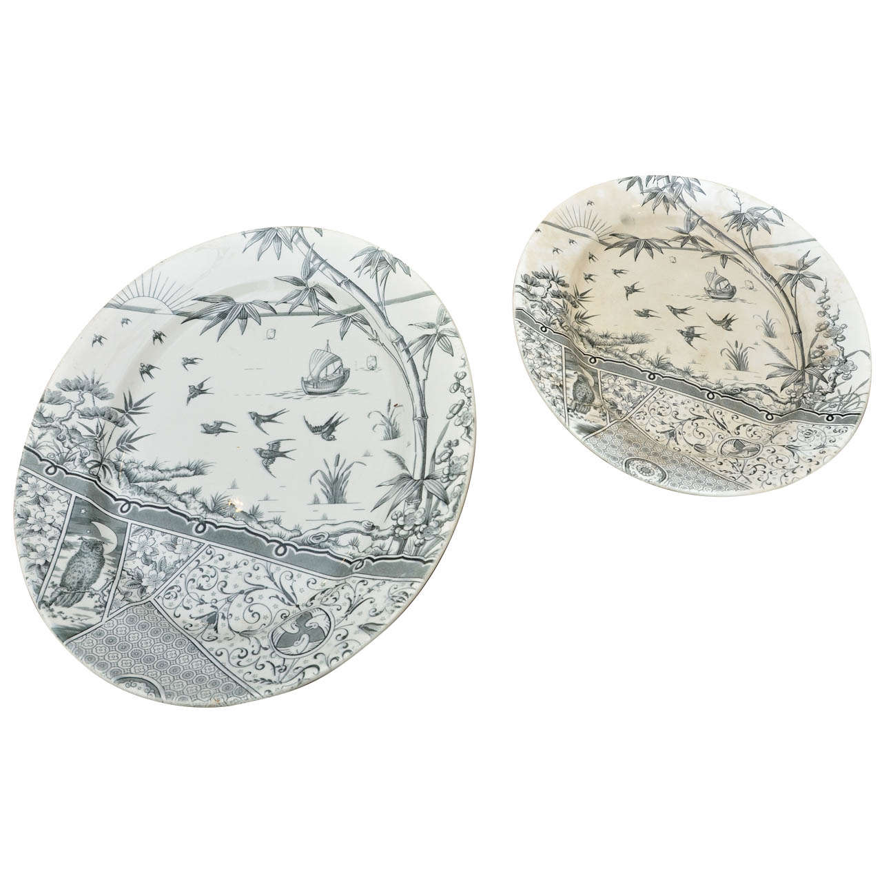 2 Large Aesthetic Movement --Melbourne Pattern Meat Platters For Sale