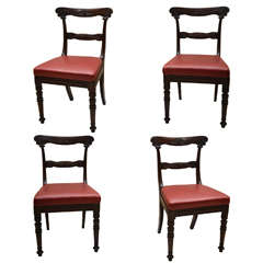 Antique Four Wm. 1V Anglo Indian Carved Dining Chairs