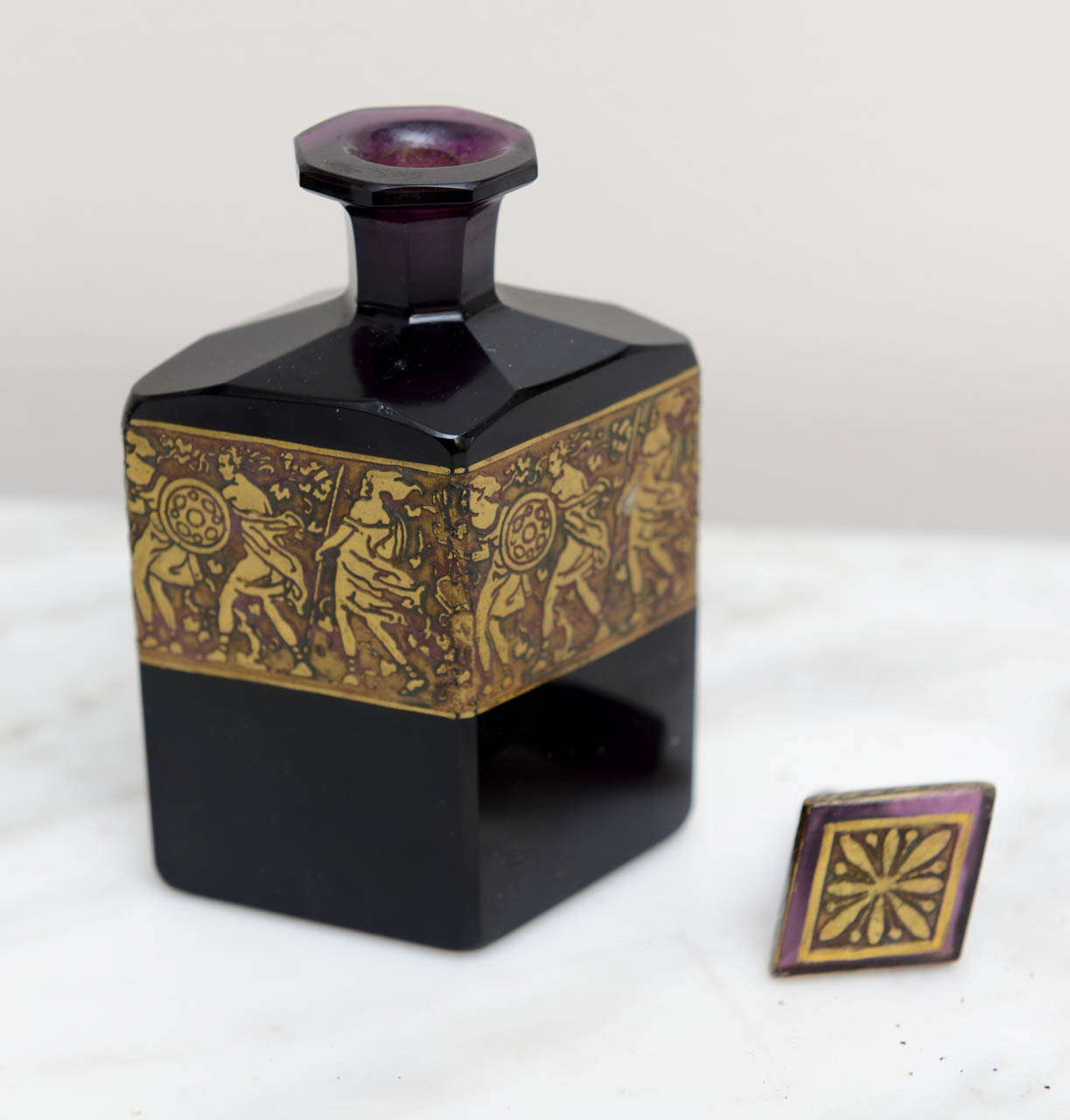 Moser Karlsbad Czechoslovakia signed Perfume Bottle & Dresser Box 1