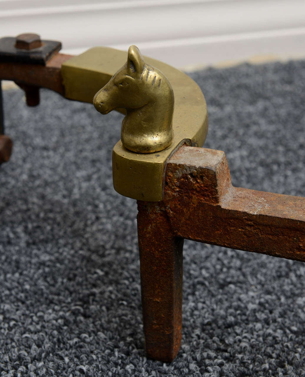 Vintage Iron Horse Heads and Bronze Hoof Andirons at 1stDibs horse
