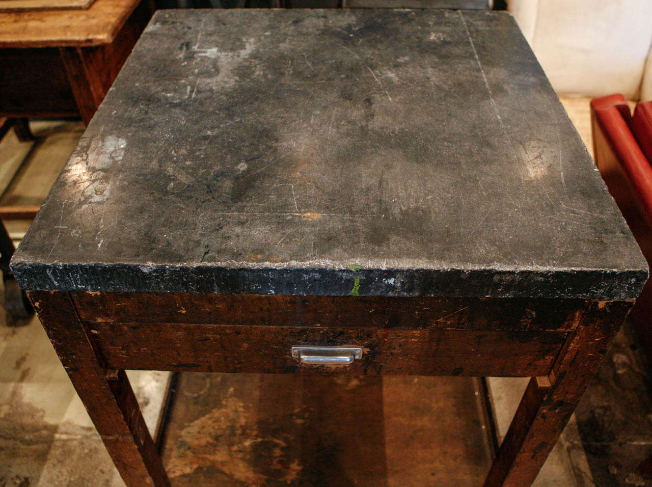 Bluestone Top Work-Table, France Late 19th Century In Excellent Condition In Los Angeles, CA