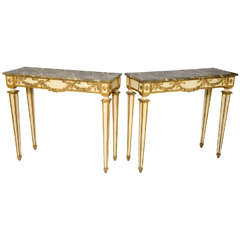 Pair of Italian Consoles with Faux Painted Tops