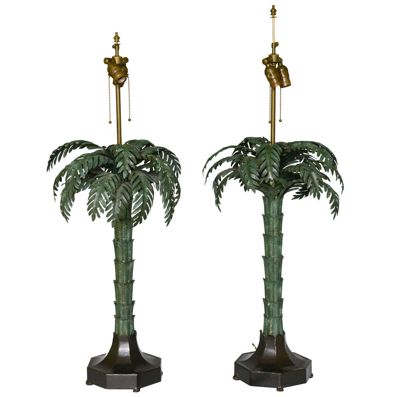 Pair of Warren Kessler Palm Tree Lamps