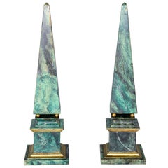 Pair of Faux Painted Wooden Obelisks