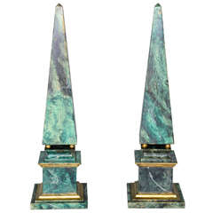 Pair of Faux Painted Wooden Obelisks 6