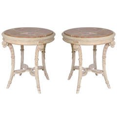 Antique Pair of Tables with Plume Carved Legs